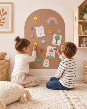 Gezellige Scandinavische Kinderkamer met Magneetbord